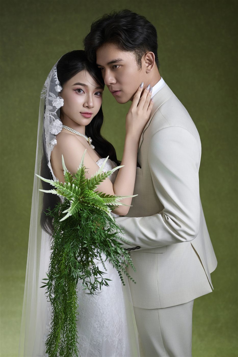 Ảnh cưới studio phông xanh Pleiku